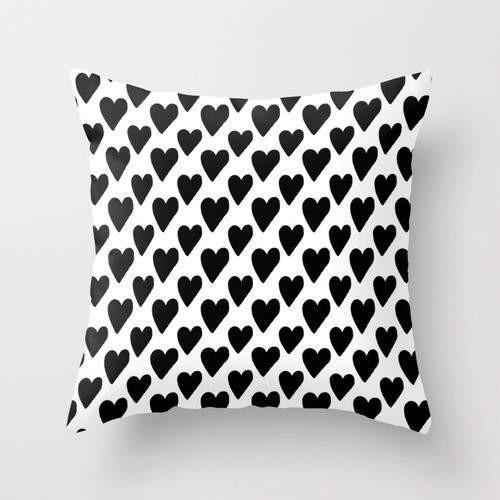Black And White Hearts Cushion/Pillow